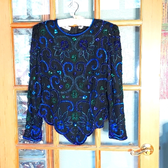 Vintage SCALA Beaded/Sequined Top - Picture 1 of 15